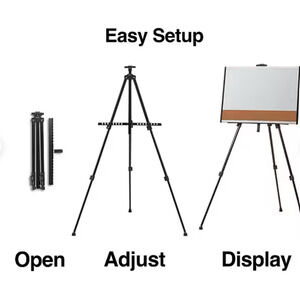 staples adjustable height tripod display stand. 63-inch, Black Aluminum